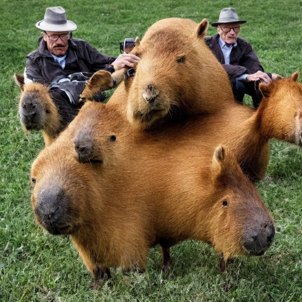 Prompt: Walter White riding a capybara