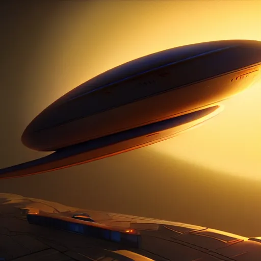 Prompt: a les edwards art deco style sci - fi space ship, octane render, smooth, sharp focus, vibrant volumetric natural light, dark enlightenment, nigredo, 3 0 s.