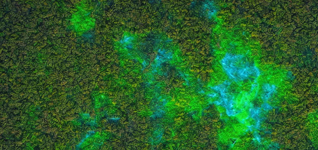 Image similar to nasa photo of the amazon forest made of plastic bags of different colors, in a real space photography, super detailed image, trending on artstation, moody, cinematic, 8 k, volumetric lighting