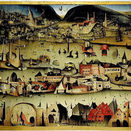 Prompt: zakho city by hieronymus bosch,