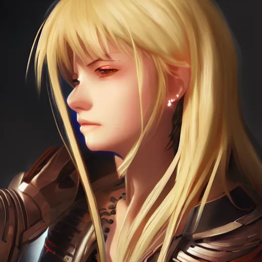 Image similar to a female warrior, character art portrait, anime key visual, official media, illustrated by wlop, extremely detailed, 8 k, trending on artstation, cinematic lighting, beautiful