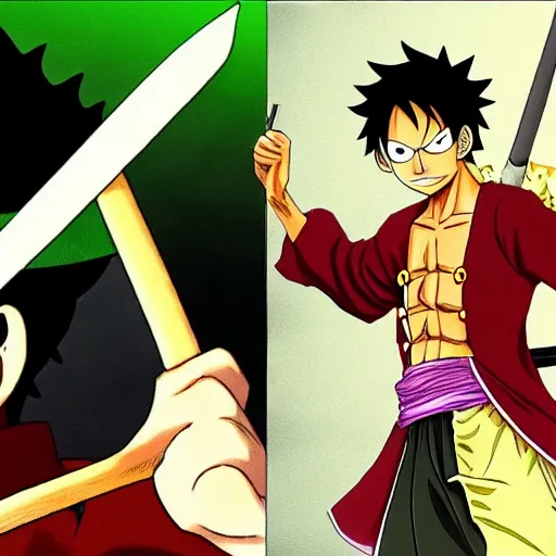 Image similar to luffy as roronoa zoro