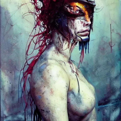 Prompt: serinda swan as an apocalyptic wasteland wanderer, steelpunk, abandoned steelworks, grime and grunge, in the style of adrian ghenie, esao andrews, jenny saville,, surrealism, dark art by james jean, takato yamamoto, kodak ektar