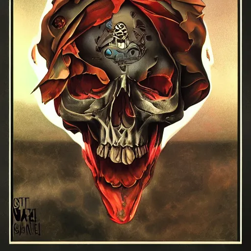 Image similar to skull tarot card, digital, rider waite card, painting, ultradetailed, artstation, oil painting, ultradetailed, artstation