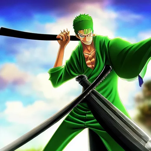 Prompt: hyperrealistic zoro from one piece, 4k, anime