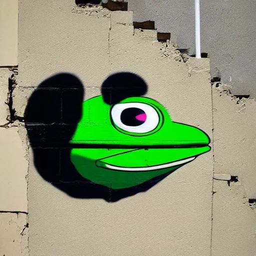 Image similar to pepe the frog street art by Banksy