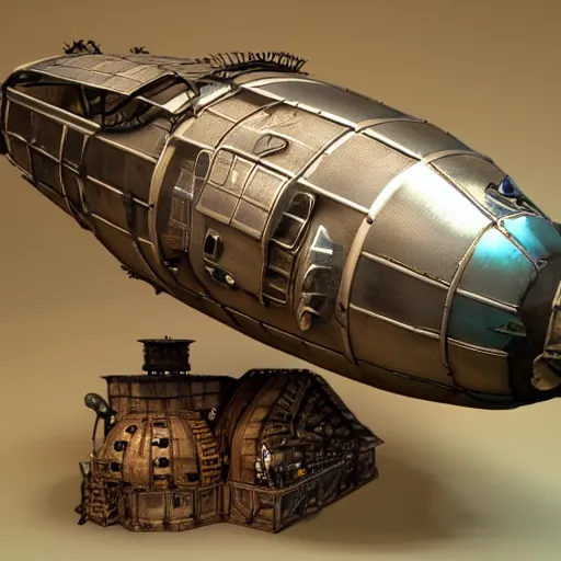 Prompt: retro sci-fi steampunk airship