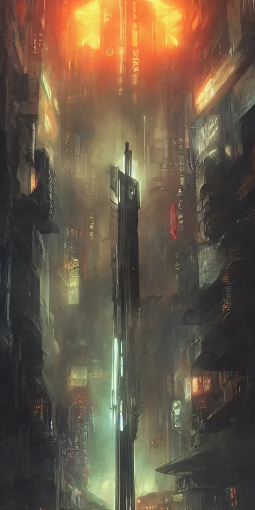 Image similar to epic masterpiece Blade Runner 2049 neon, fifth element, cyber vampires, atmospheric, photograph by Edgar Maxence and Ross Tran and Michael Whelan, boris vallejo, frank frazetta, mitch foust