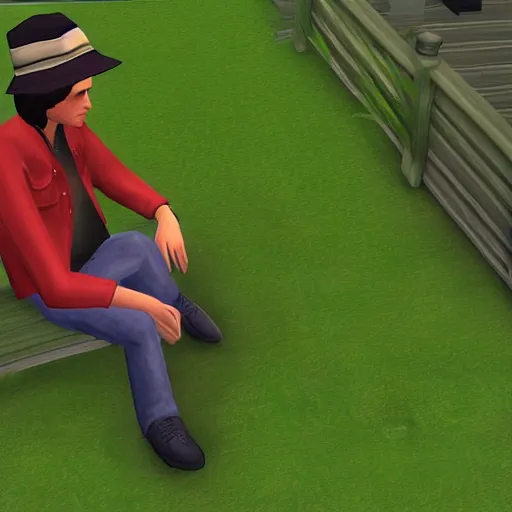 Prompt: holden caulfield in the sims 2