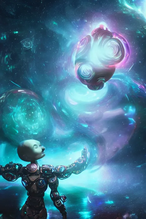 Prompt: galaxy bender experiencing the quantum field, elevated consciousness, beautiful astrological neural network, matte painting tim burton comic book art, realistic, trending on artstation, sharp focus, depth of field, cinematic composition, physics splashes of colors, octane render, unreal engine