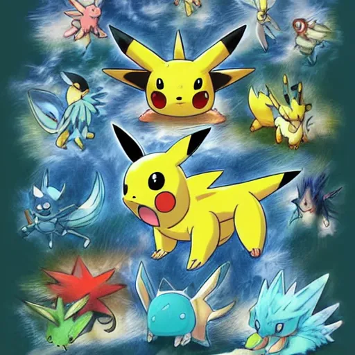 Prompt: detailed illustration of pokemon, by ito jakuchu
