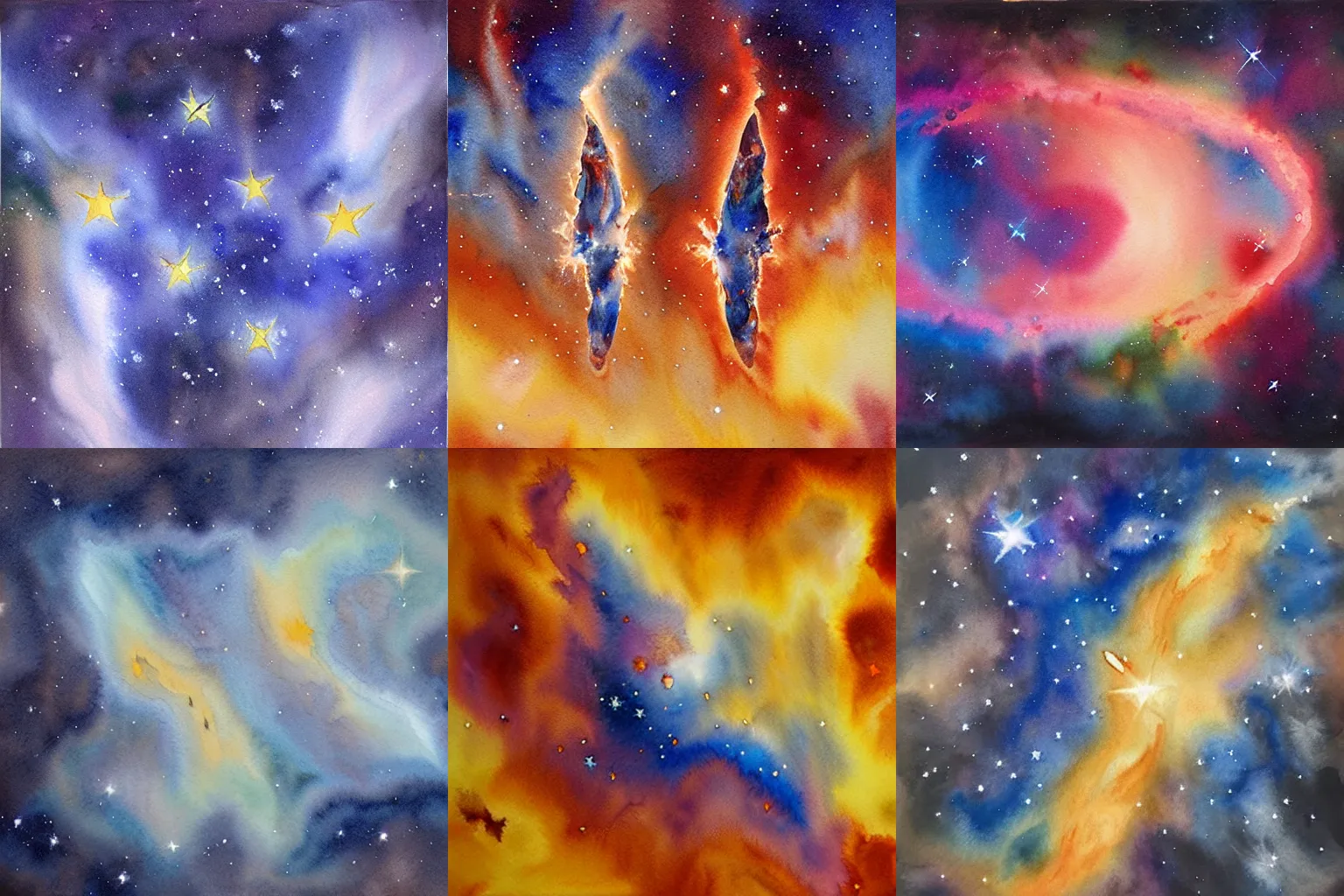 Prompt: gemini star formation, 4k watercolour oil painting