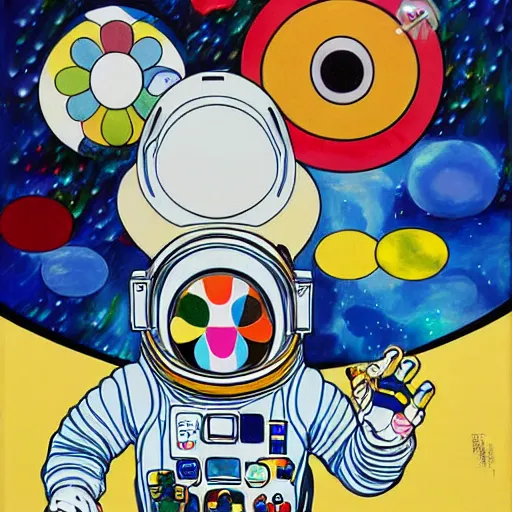 Image similar to astronaut painting by takashi murakami