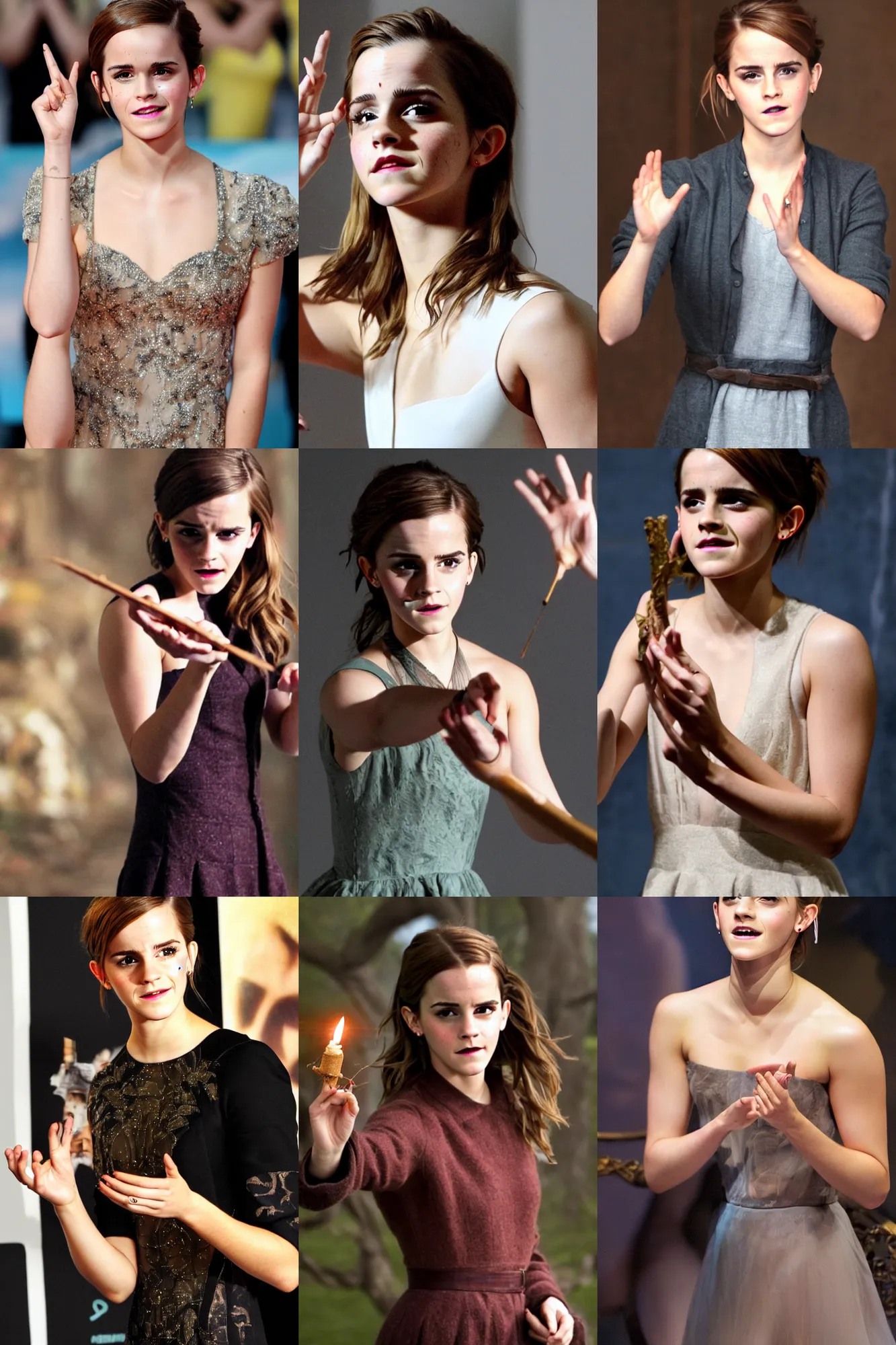 Prompt: A photo of Emma Watson casting a magical spell