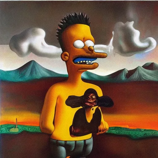 Image similar to Bart Simpson Stuck in a Salgado Dali painting