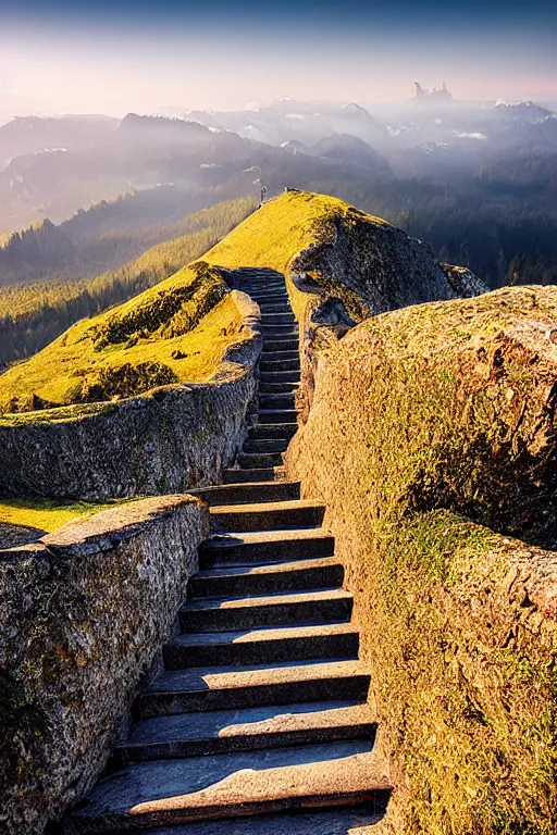 Prompt: stairway to heaven, photographic art by martin rak