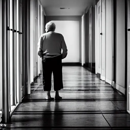 Image similar to Creepy old man, In dim hallway, watching