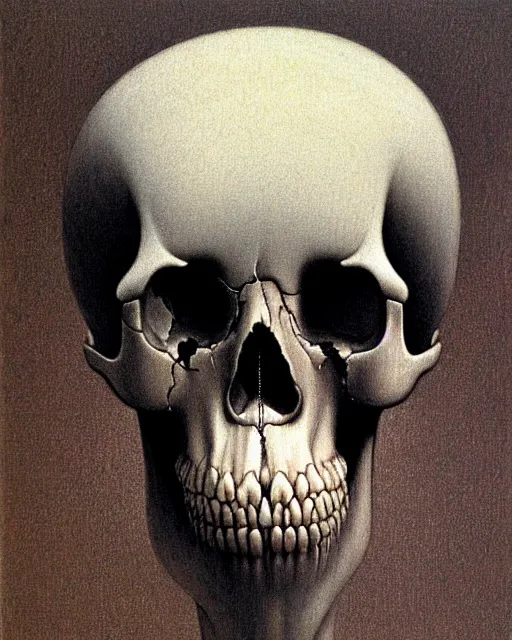 Prompt: portrait of a fleshy veiny skull by zdzislaw beksinski