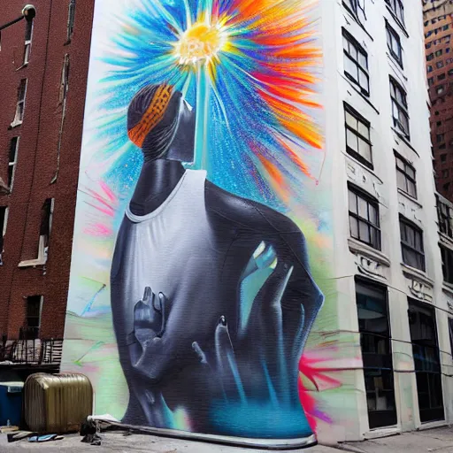 Image similar to a mural by spray paint artist outer source in new york