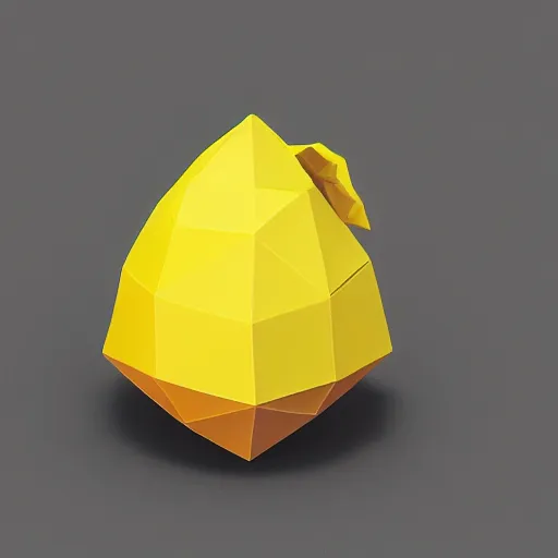 Image similar to low-poly logo of a lemon wearing a low-poly black fedora, 4k