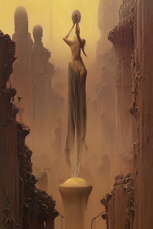 Prompt: art nouveau by zdzisław beksinski, greg rutkowski, maxim verehin