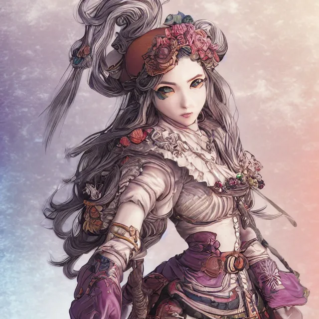 Prompt: the portrait of neutral rainbow colorful female cleric bard as absurdly beautiful, gorgeous, elegant, skinny gravure idol, an ultrafine hyperdetailed illustration by kim jung gi, intricate linework, detailed faces, sharp focus, bright colors, octopath traveler, final fantasy, unreal engine 5 highly rendered, global illumination, radiant light, detailed and intricate environment
