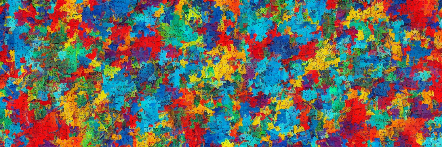 Prompt: abstract wallpaper jigsaw design, popular on artstation