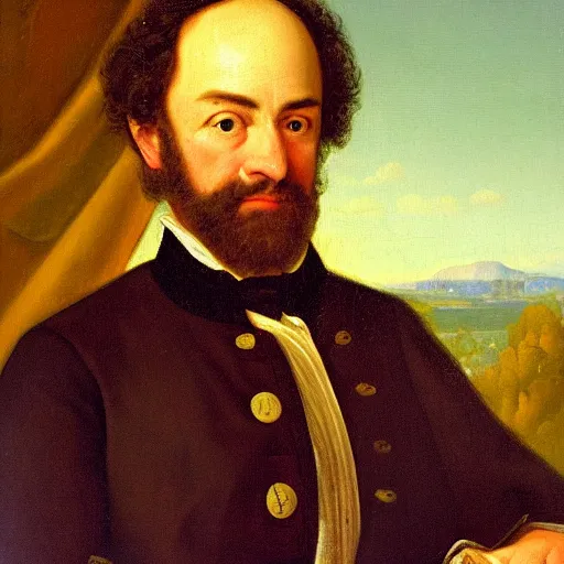 Image similar to portrait of Joseph de Beaumont Luxembourg, in the style of the Hudson River School