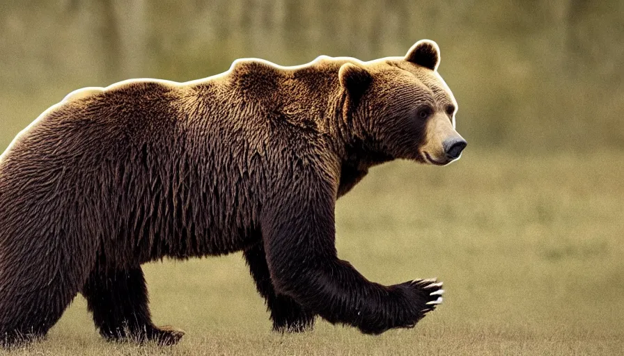 Image similar to a bear made of honey cinematic, establishing shot