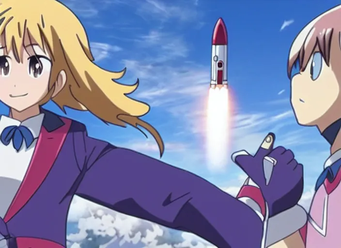 Image similar to rocket launch in anime series