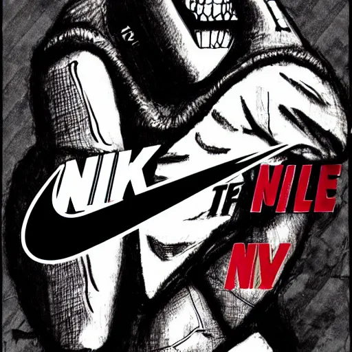 Image similar to nike campaign in the style of dorohedoro