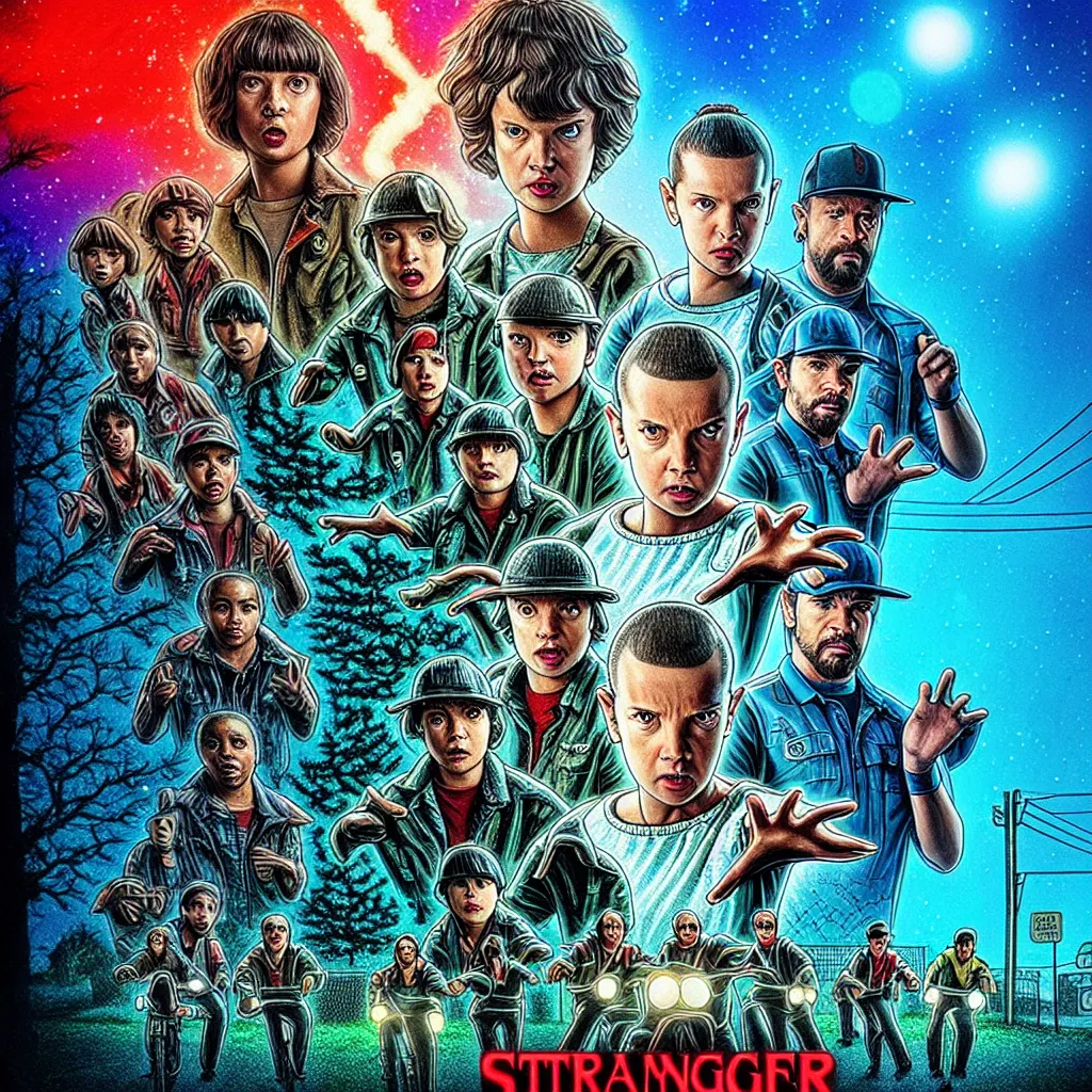 Image similar to Starring Dwayne Johnson in stranger things poster