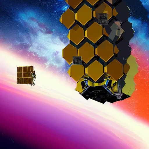 Image similar to “the james webb telescope in outer space, beautiful digital art”