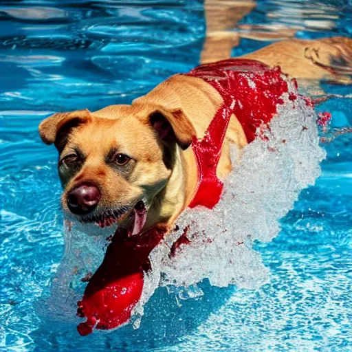 Image similar to dog swims in blood