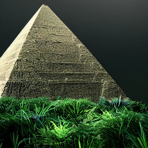 Prompt: ancient pyramid, overgrown undergrowth vegitation, dark volumentric ambient lighting, ultra pohotorealistic n - 3