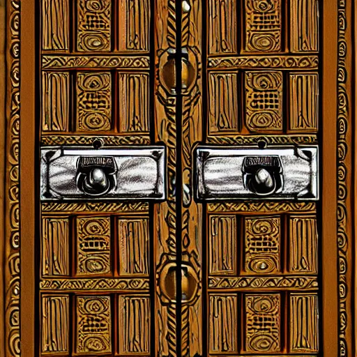 Image similar to one hundred doors with latches, highly detailed, intricate, sharp focus, digital art, 8 k