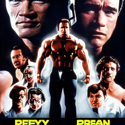 Image similar to a 8 0's movie poster starring arnold schwarzenegger, the movie is called prey cinematic photo