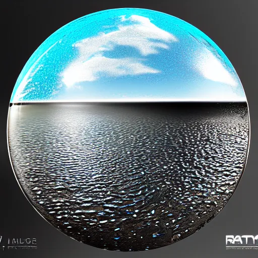 Image similar to shore, metallic water, raytracing, hubble in background, endless, 5 5 mm