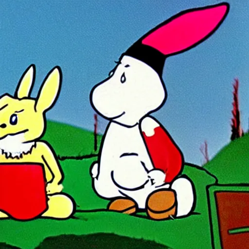 Image similar to A rabbit in Moomins 90s tv show