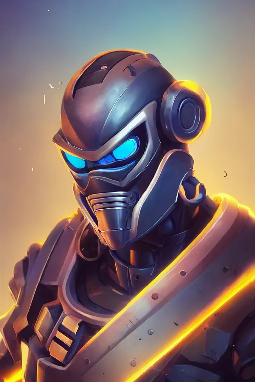 Image similar to epic mask helmet robot ninja portrait stylized as fornite style game design fanart by concept artist gervasio canda, behance hd by jesper ejsing, by rhads, makoto shinkai and lois van baarle, ilya kuvshinov, rossdraws global illumination radiating a glowing aura global illumination ray tracing hdr render in unreal engine 5