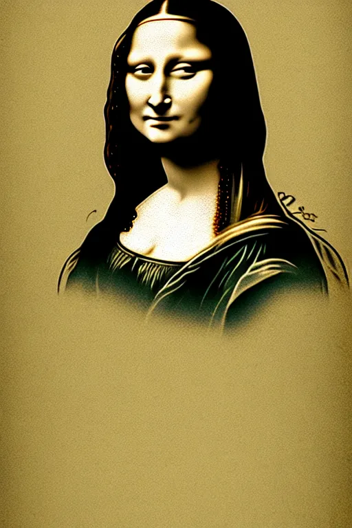 Image similar to beautiful portrait of a woman, negative no not mona lisa pose, beautiful woman, symmetry, perspective, portrait, by banksy 8 k