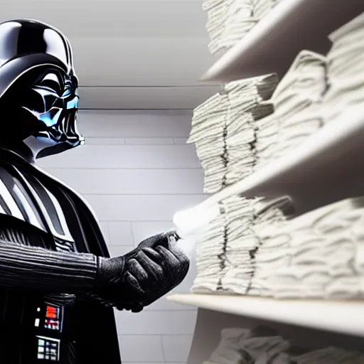 Image similar to darth vader worrying about laundering his money