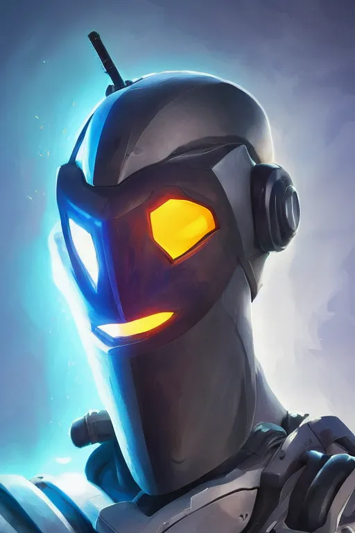 Image similar to epic mask helmet robot ninja portrait stylized as fornite style game design fanart by concept artist gervasio canda, behance hd by jesper ejsing, by rhads, makoto shinkai and lois van baarle, ilya kuvshinov, rossdraws global illumination radiating a glowing aura global illumination ray tracing hdr render in unreal engine 5