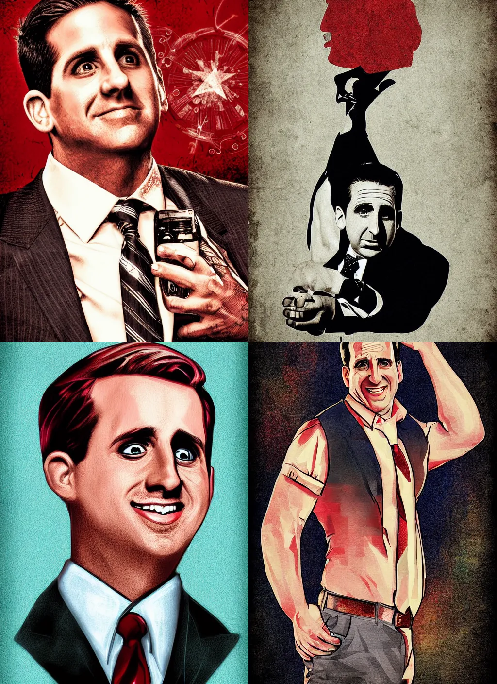 Prompt: pinup art of michael scott, digital art, high definition