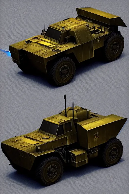 Image similar to “ cybertruck in war thunder game. front on, symmetrical. industrial design. good design award, innovative product concepts, most respected design, amazing depth, glowing, golden ratio, 3 d octane cycle unreal engine 5, volumetric lighting, cinematic lighting, cgstation artstation concept art ”