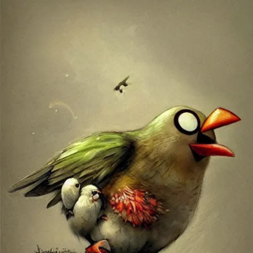 Image similar to ( ( ( ( ( bomb, angry bird. muted colors. ) ) ) ) ) by jean - baptiste monge!!!!!!!!!!!!!!!!!!!!!!!!!!!