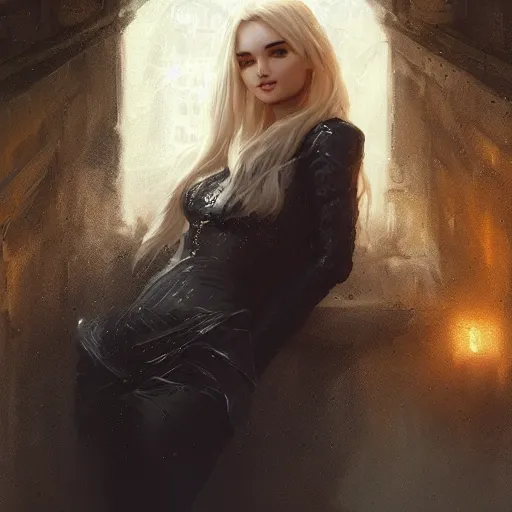 Image similar to portrait of Kim Petras in Paris, amazing splashscreen artwork, splash art, head slightly tilted, natural light, elegant, intricate, fantasy, atmospheric lighting, cinematic, matte painting, by Greg rutkowski