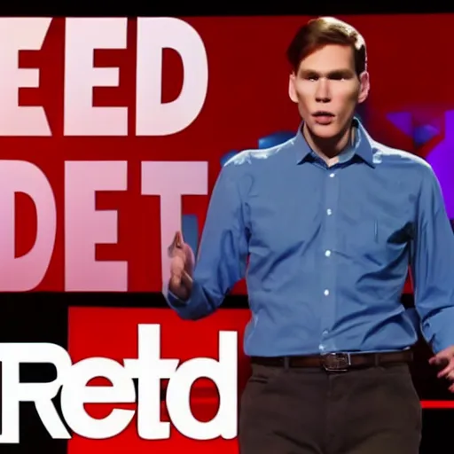 Prompt: jerma 9 8 5 doing a ted talk, wide shot, high resolution