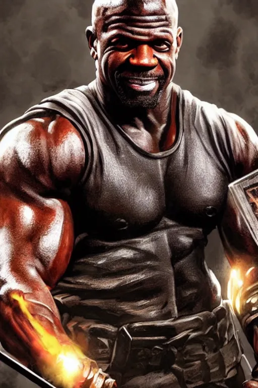 Image similar to Breathtaking comic book style of Terry crews portrayed as a Dungeons and Dragons berserker