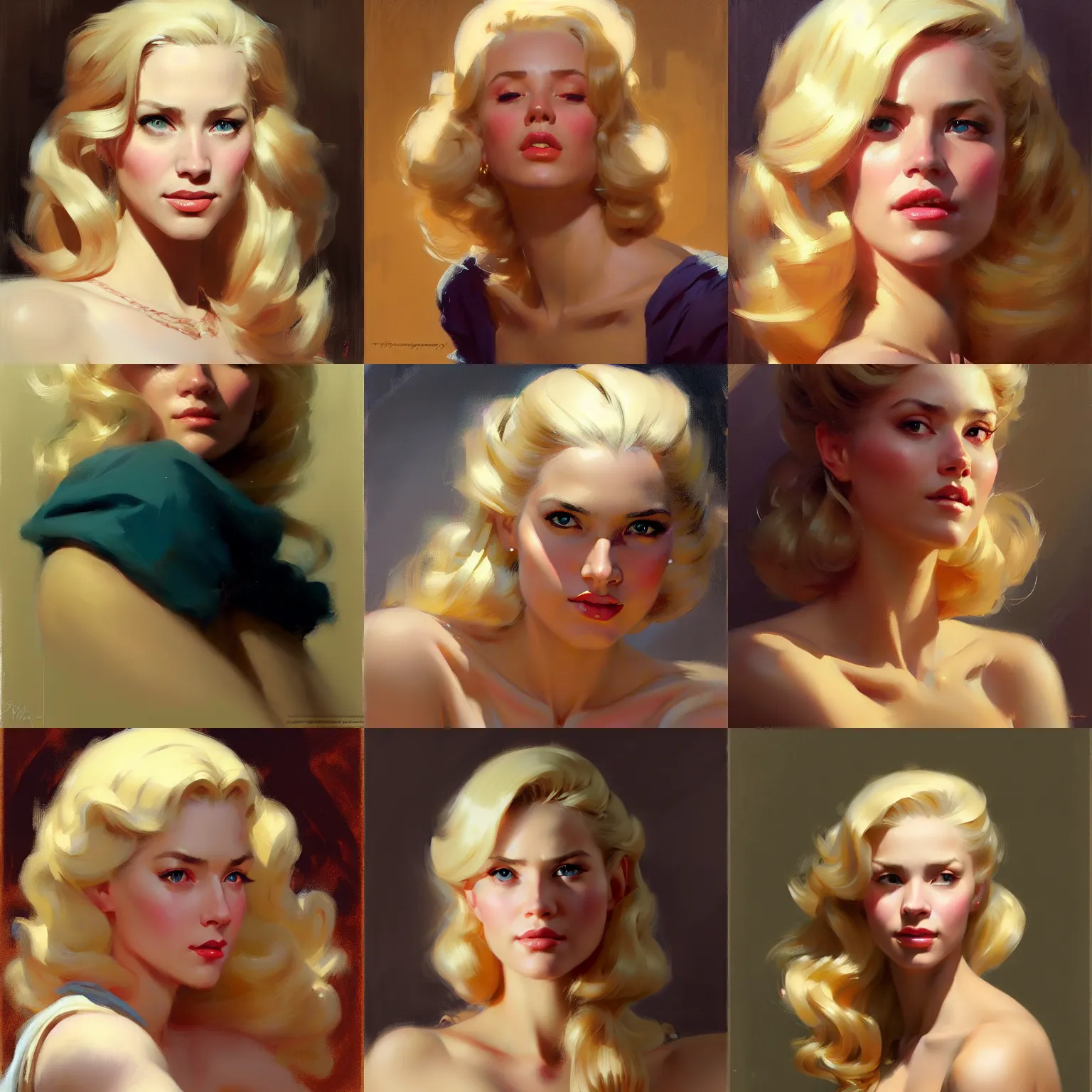 Prompt: greg manchess portrait of a beautiful blonde woman, matte painting, trending on artstation, by huang guangjian, gil elvgren, sachin teng, greg rutkowski, magali villeneuve, artgerm, jeremy lipkin, michael garmash and, rey